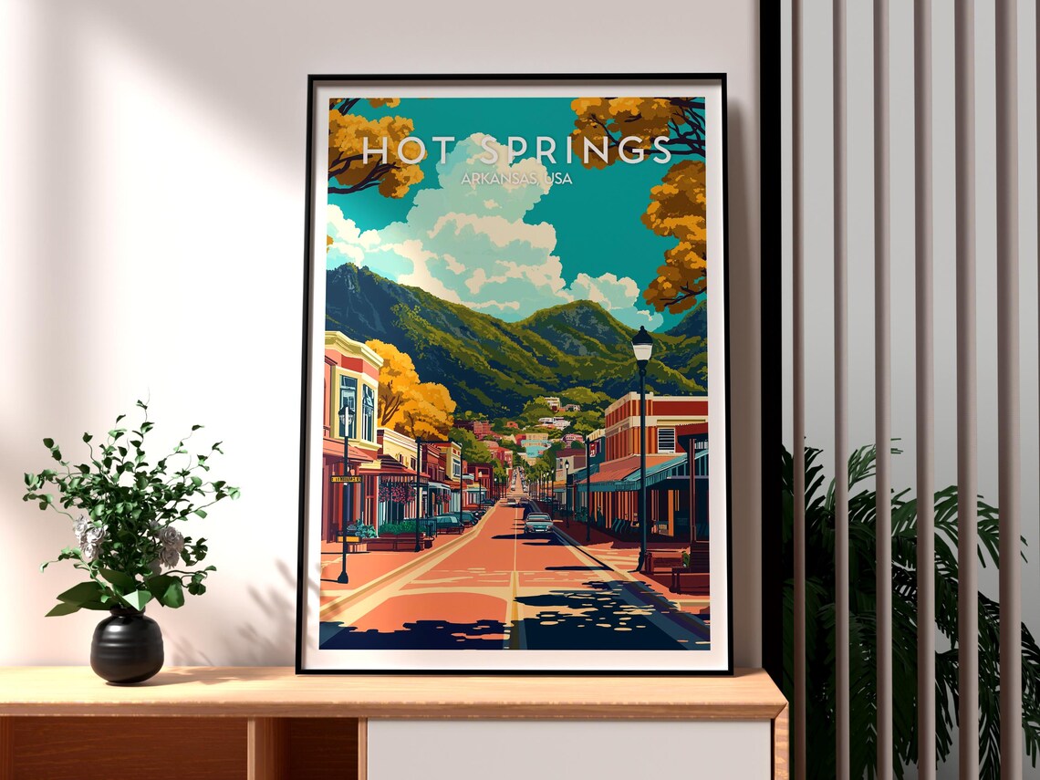 Hot Springs Arkansas Historic Main Street Mountain View Travel Poster