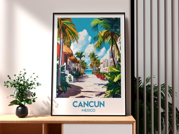 Cancun Print Mexico Wall Art Beach Poster Travel Spring Break