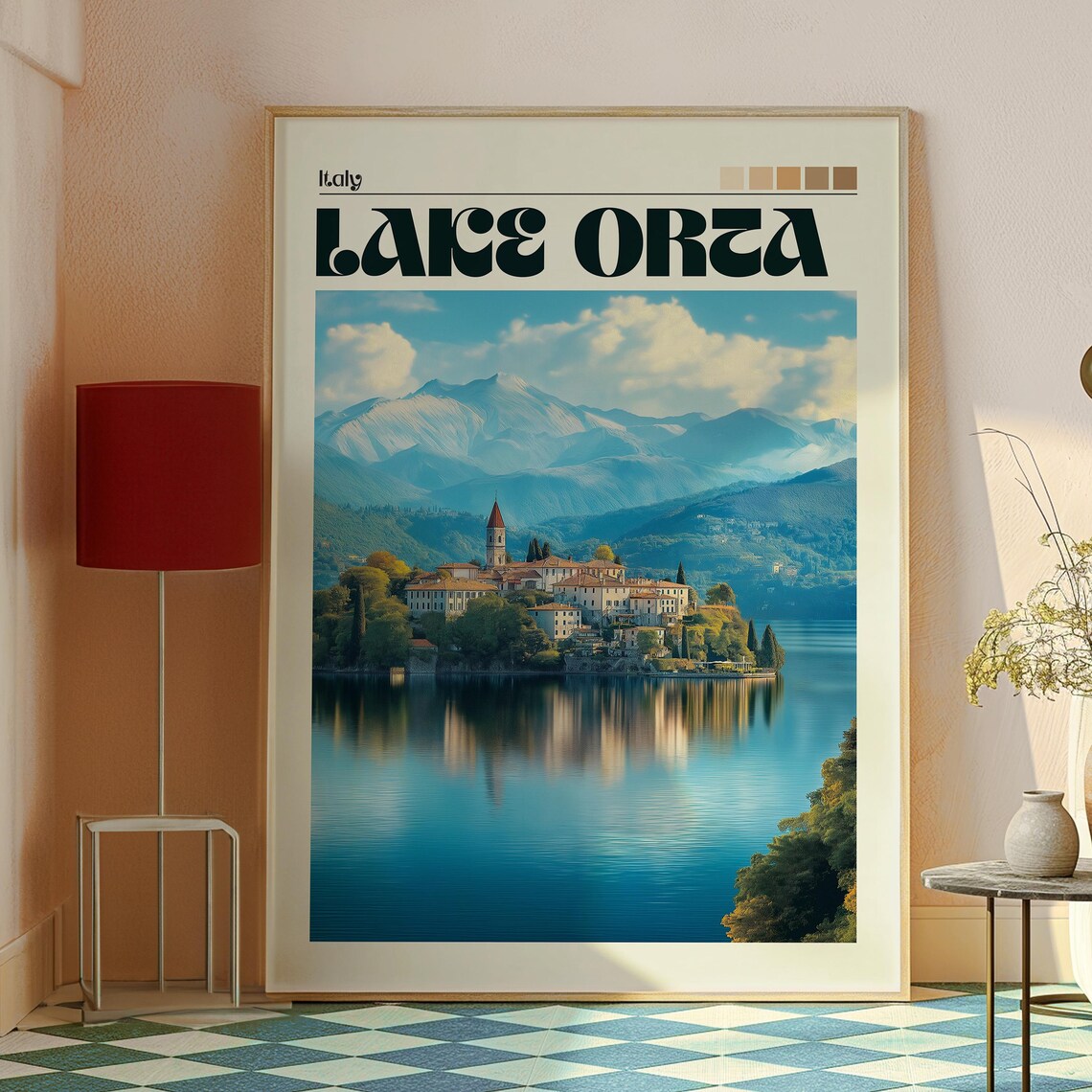 Lake Orta Italy Isola San Giulio Island Mountain Lake View Poster - Image 2