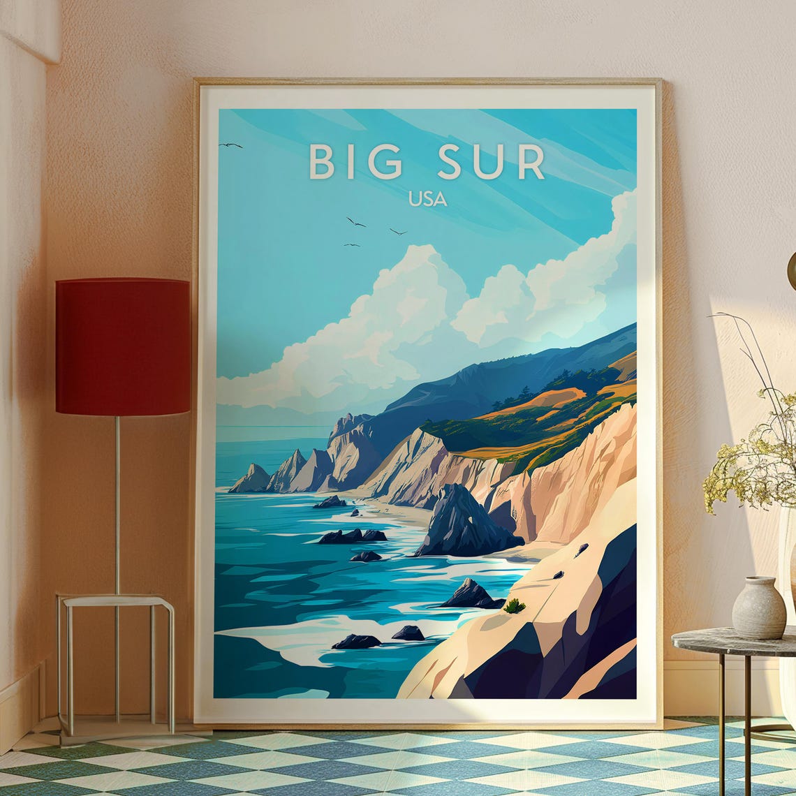 Big Sur USA Dramatic Cliffs Rugged Pacific Coast Travel Poster - Image 2