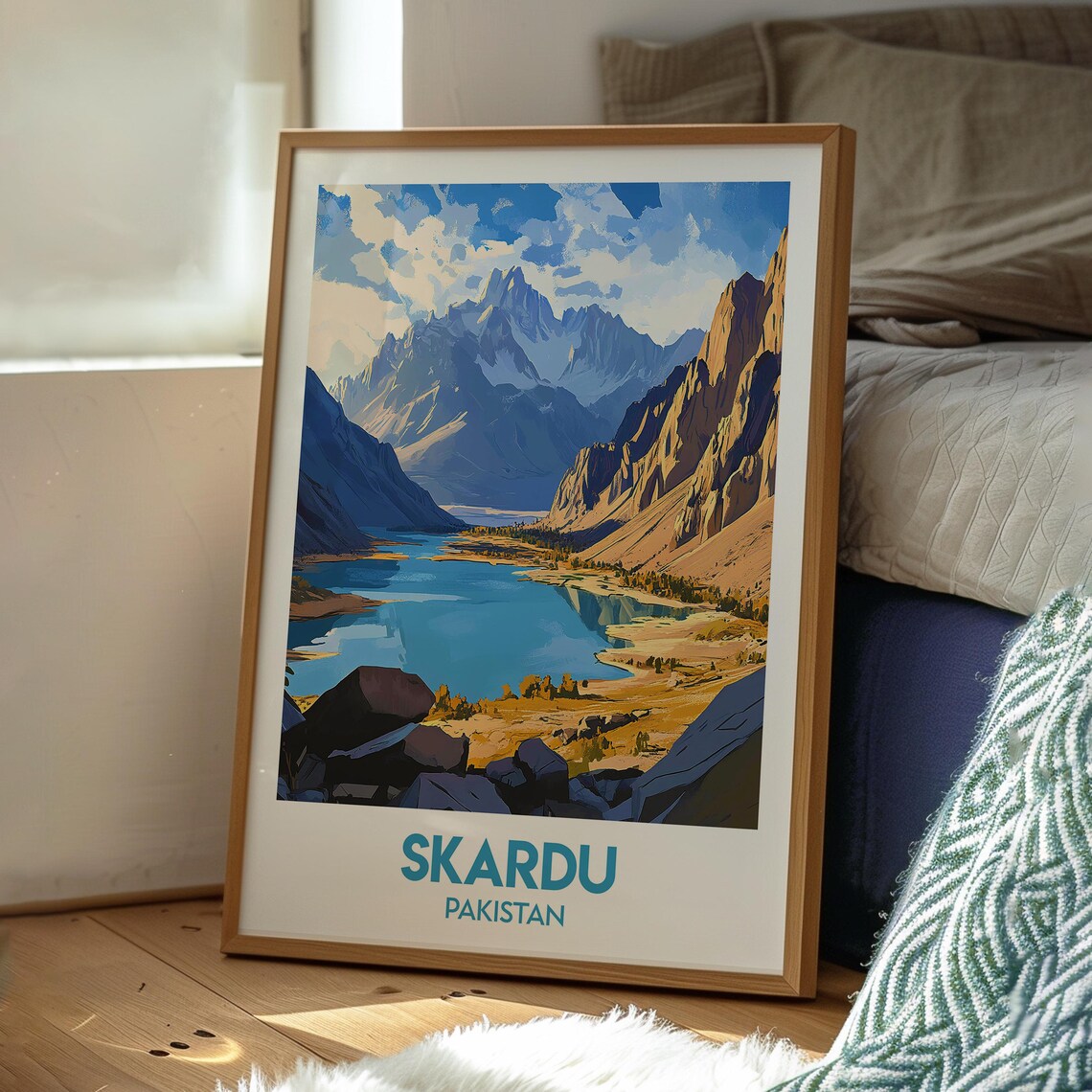 Skardu Pakistan Alpine Lake Jagged Karakoram Peaks Travel Poster - Image 3