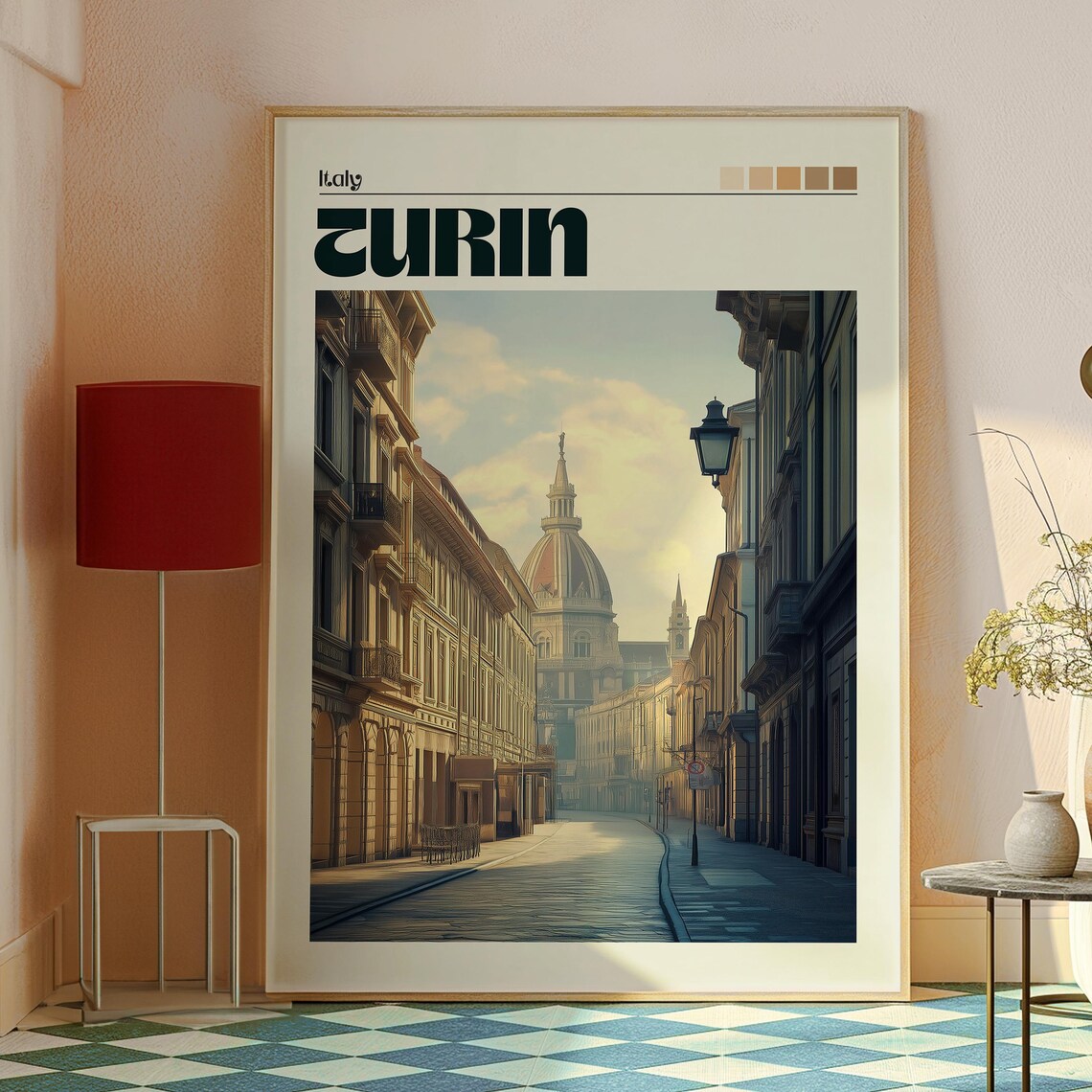 Turin Italy Historic Old Street Grand Dome Architecture Art Poster - Image 2