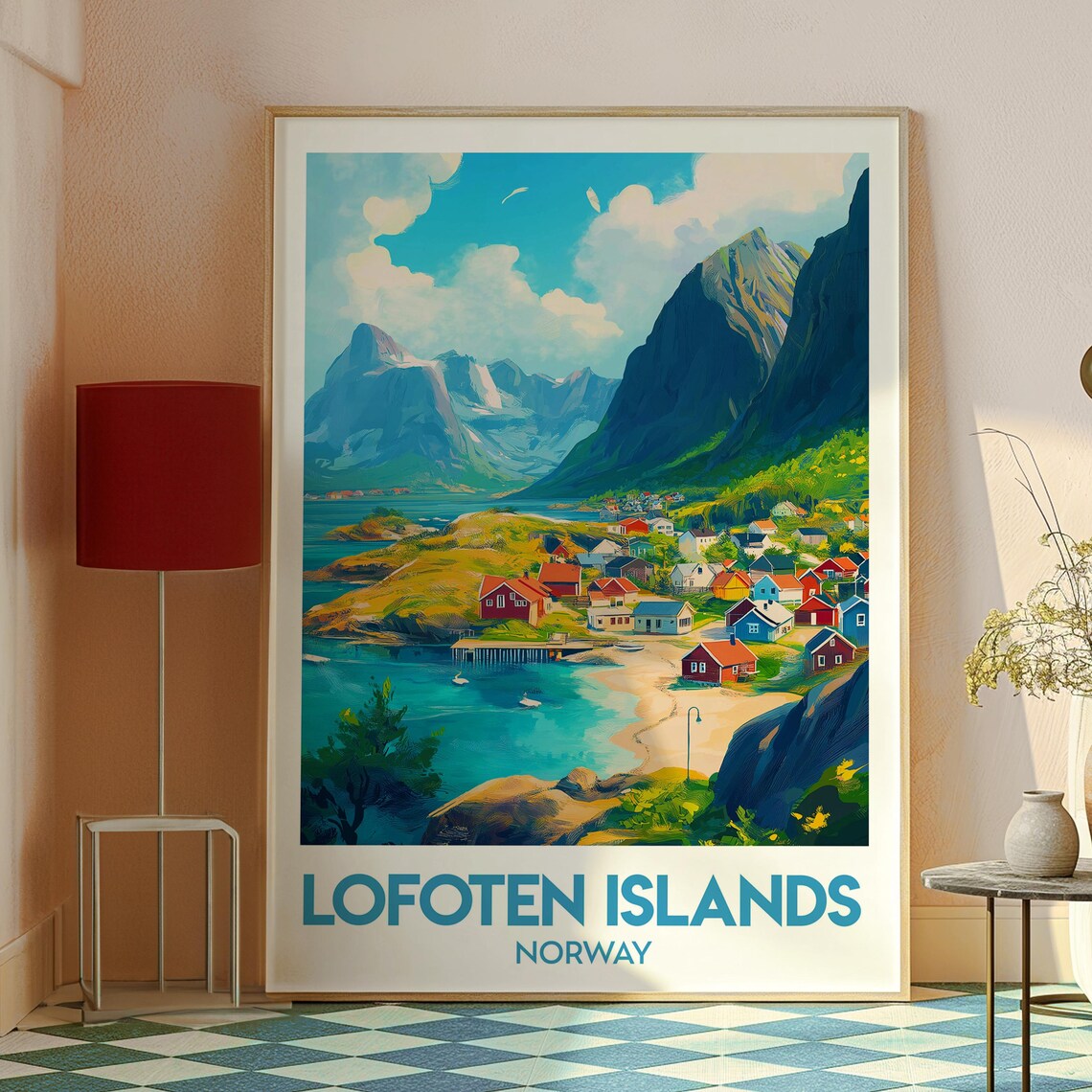 Lofoten Islands Norway Red Fishing Village Fjords Midnight Sun Poster - Image 2