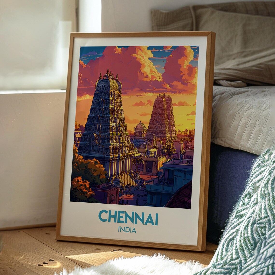 Chennai Travel Print India Wall Art India Art Travel Wall Art Chennai Poster Chennai Print Gift For Traveller Bay Of Bengal - Image 3