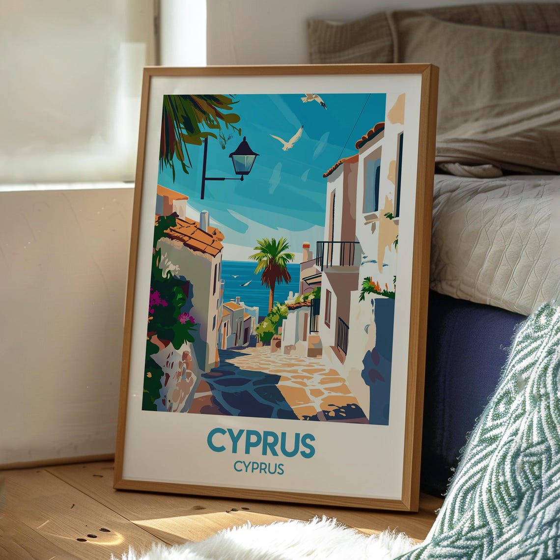 Cyprus Print Cyprus Wall Art Kato Paphos Poster Travel Wall Art Cyprus Travel Poster Cyprus Art Ancient Kourion Cyrpus Wall Art - Image 2