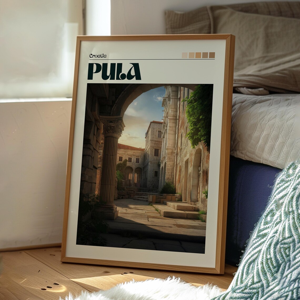 Pula Croatia Roman Arch Ancient Stone Street Retro Travel Poster - Image 3
