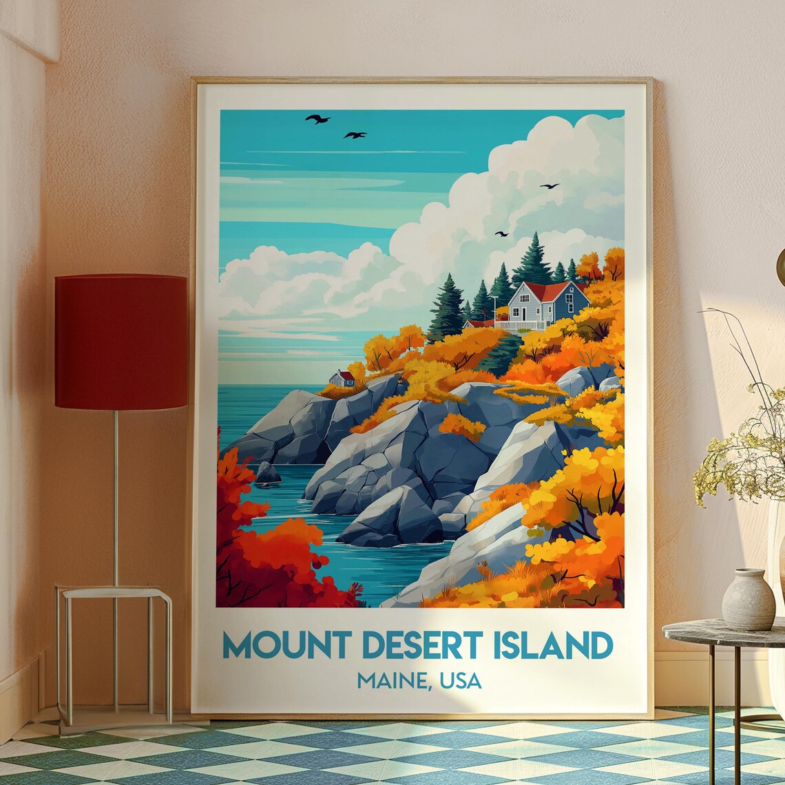 Mount Desert Island Maine USA Rocky Coast Autumn Foliage Travel Poster - Image 2