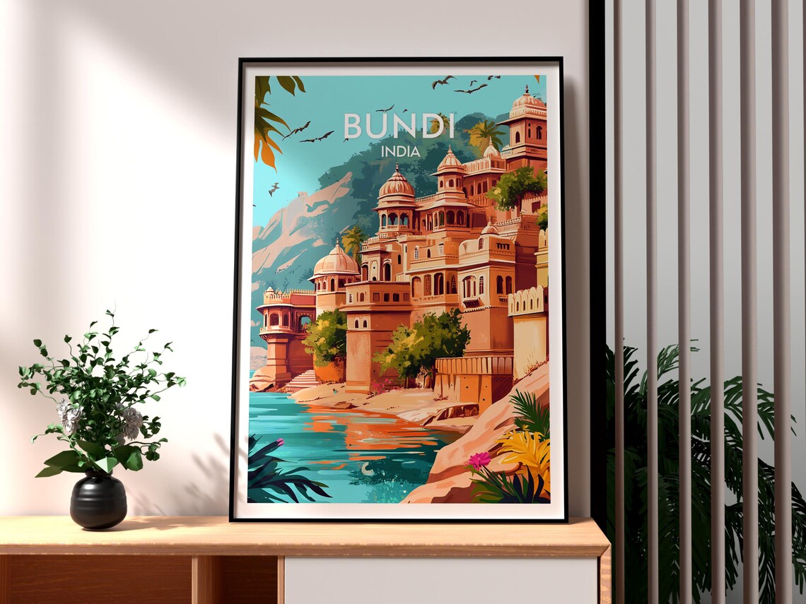 Bundi India Palace Lake Shore Royal Heritage Waterfront Poster