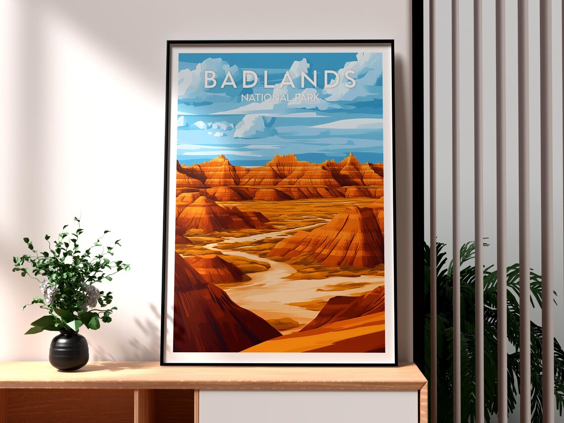 Badlands National Park Eroded Buttes Prairie South Dakota Travel Poster