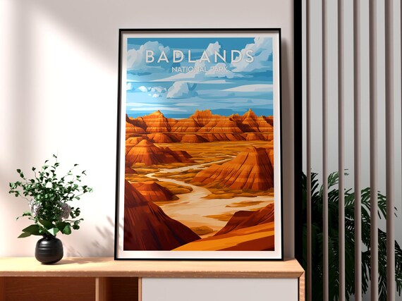 Badlands National Park Eroded Buttes Prairie South Dakota Travel Poster