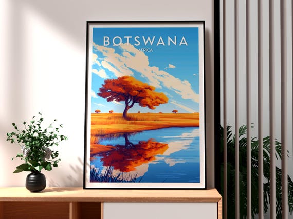 Botswana Travel Print Wall Art Gaborne Poster Africa City