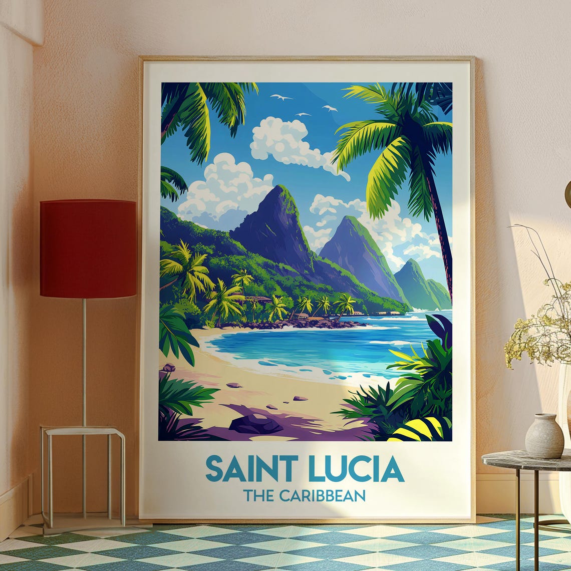 Saint Lucia Travel Poster, Caribbean Beach Art - Image 2