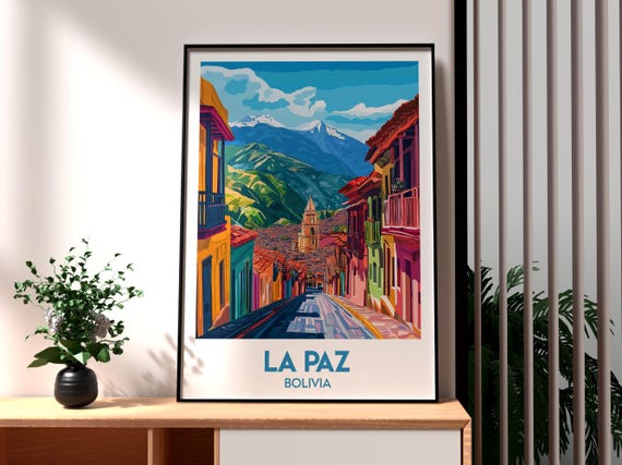 La Paz Poster Bolivia Art Travel Print Wall Backpacking South America