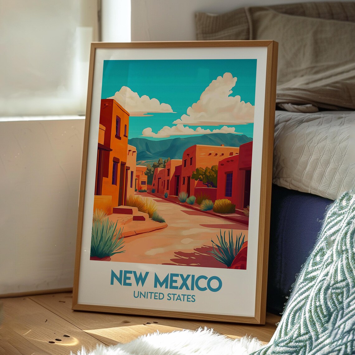New Mexico United States Adobe Street Desert Mountains Poster - Image 3