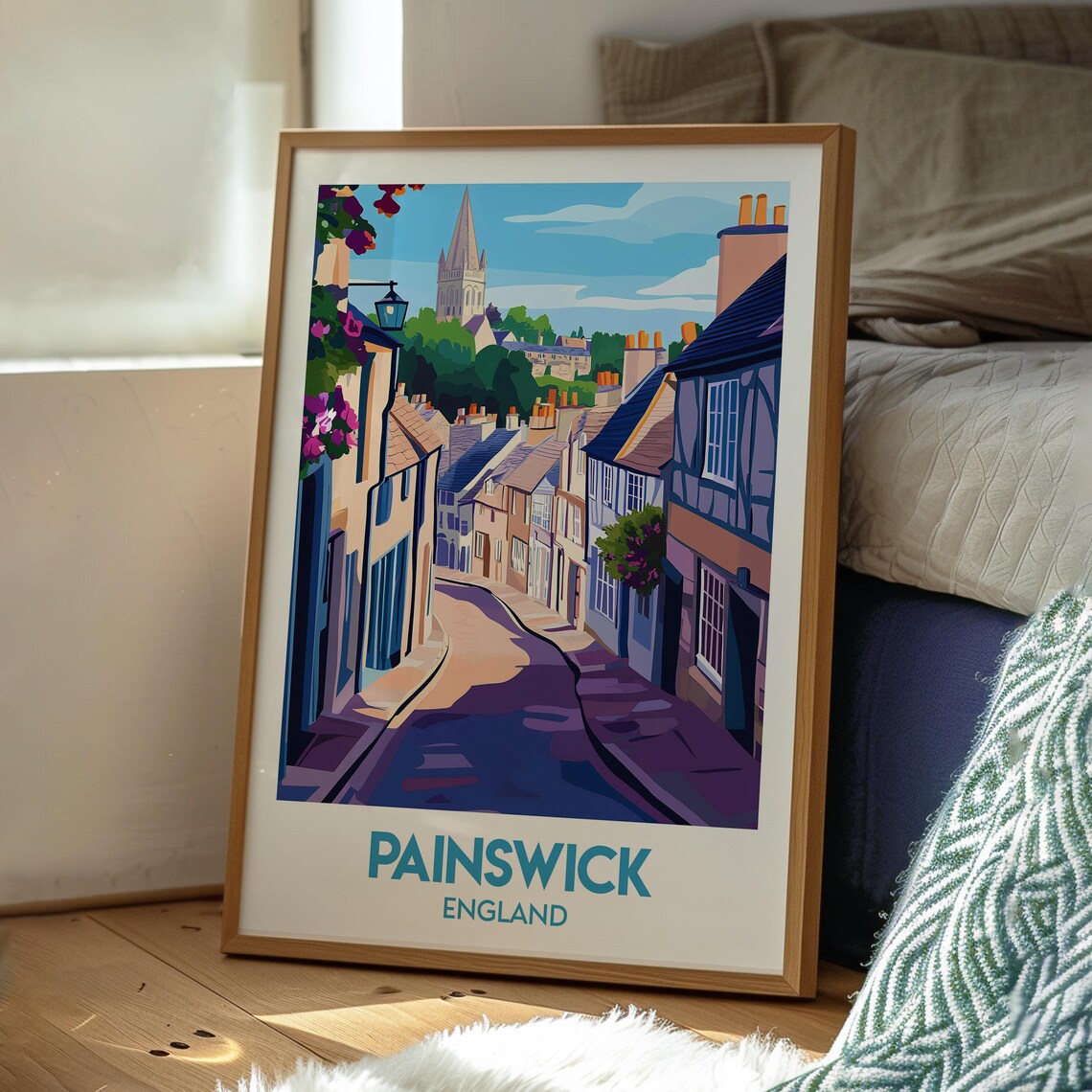 Painswick England Cotswolds Hillside Street Vintage Travel Poster - Image 3