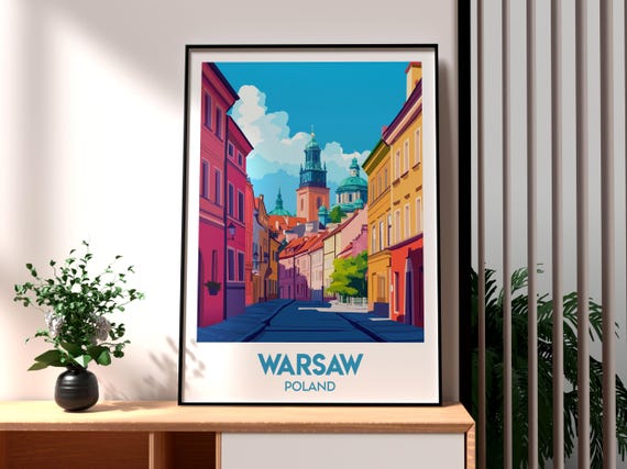 Warsaw Travel Poster, Poland City Art Print