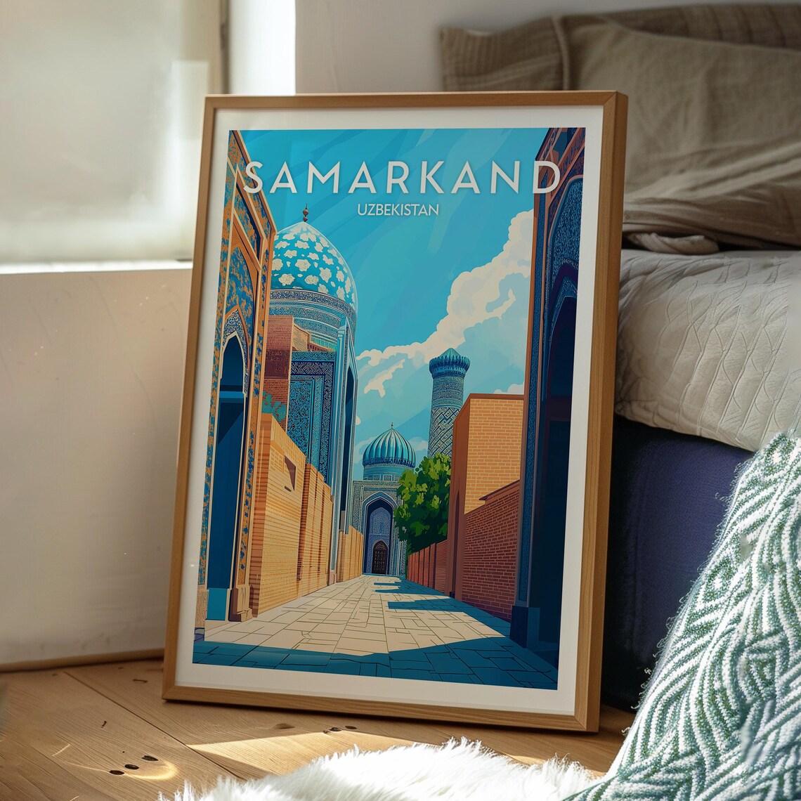 Samarkand Uzbekistan Tiled Blue Dome Street Vintage Travel Poster - Image 3