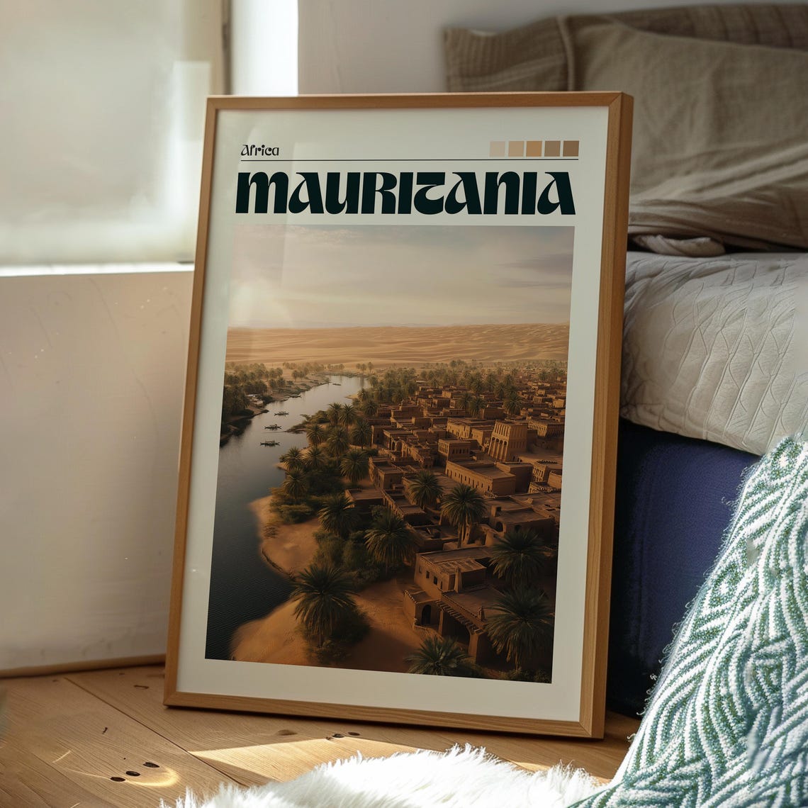 Mauritania Africa Desert Oasis Town River Palm Trees Sand Poster - Image 3