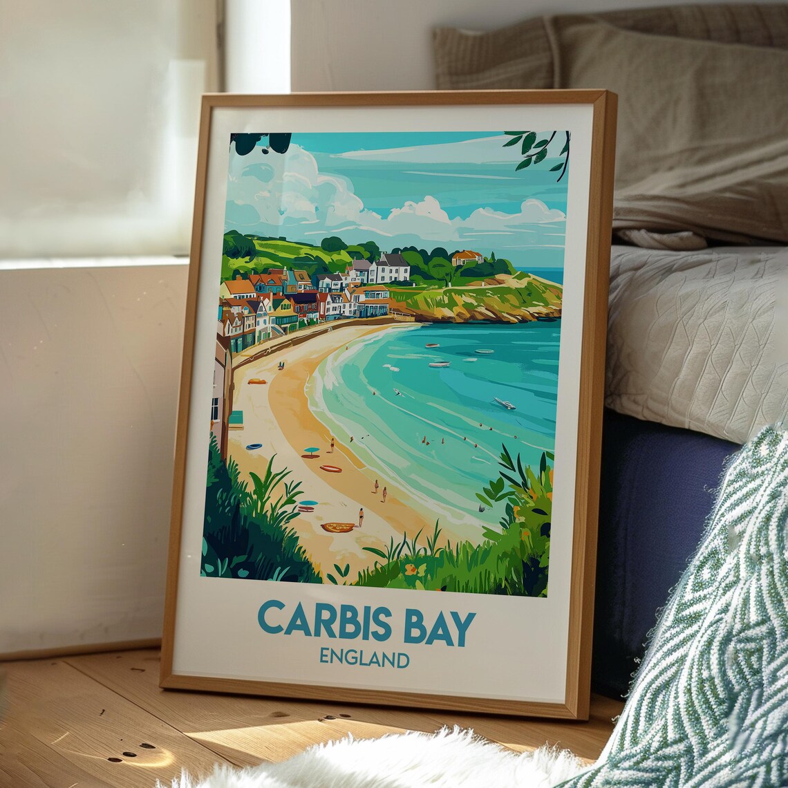 Carbis Bay England Sandy Beach Bay View Coastal Travel Poster - Image 3