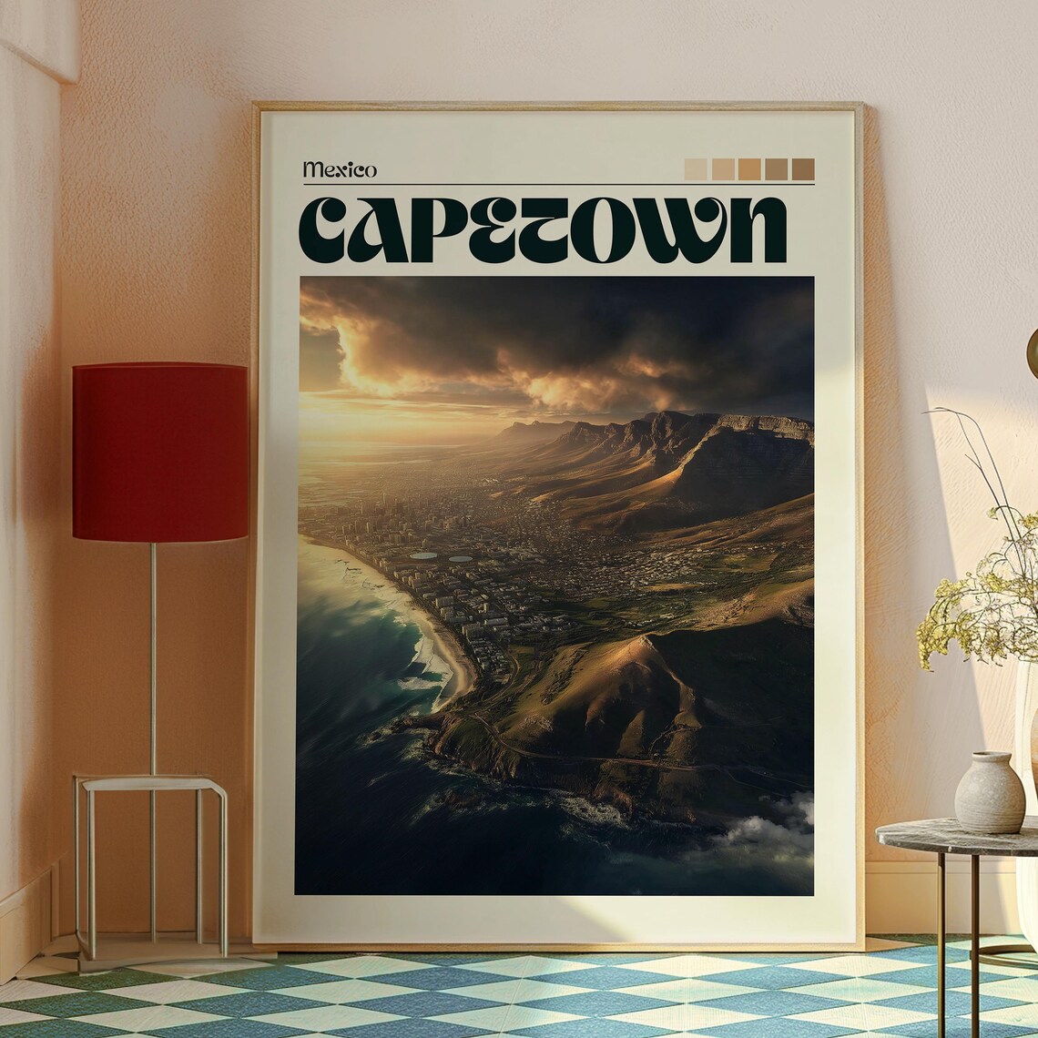 Cape Town South Africa Table Mountain Coast Sunset Travel Poster - Image 2