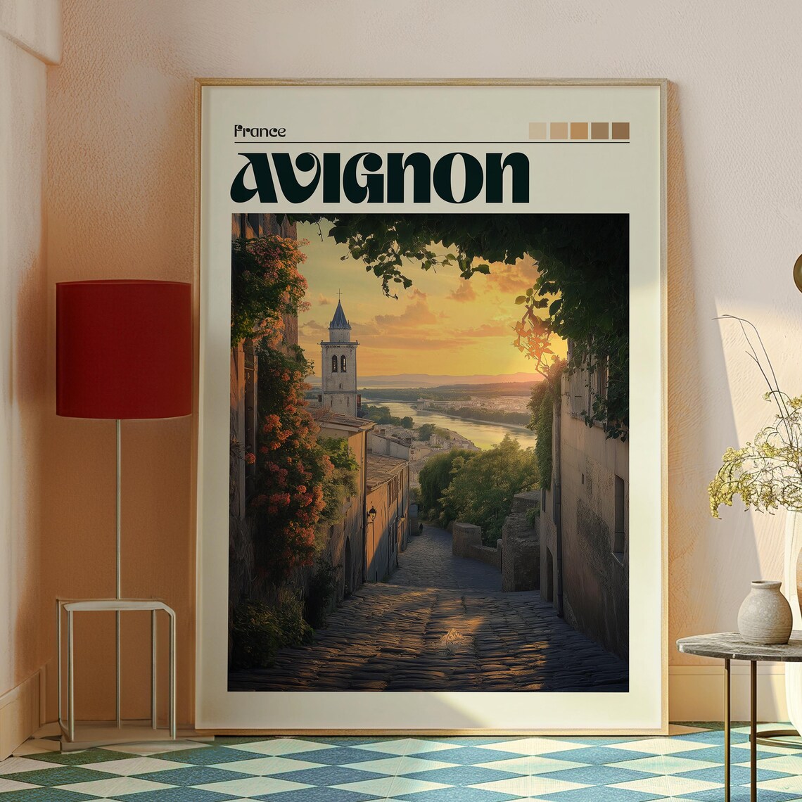 Avignon France Historic Old Town Alley Sunset Vintage Travel Poster - Image 2
