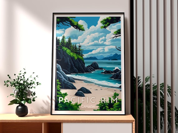Pacific Rim Canada Rugged Beach Cliffs Turquoise Waves Poster