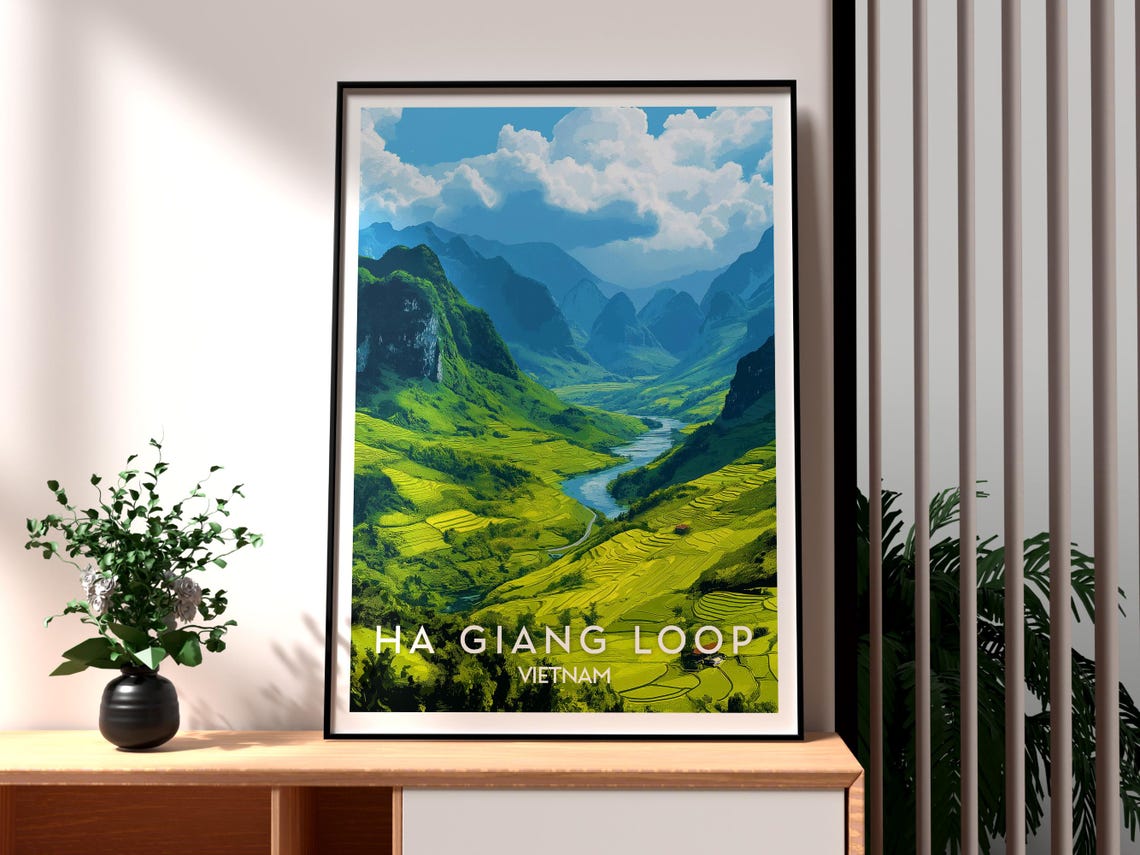 Ha Giang Loop Print Vietnam Wall Art Poster Travel Backpacking Se Asia