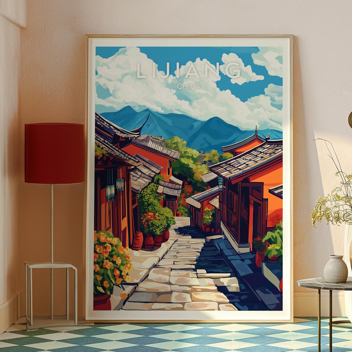 Lijiang China Ancient Old Town Stone Street Mountain Travel Poster - Image 2