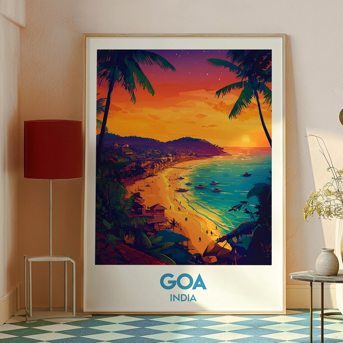 Goa India Palm Beach Sunset Vibrant Coastal Scene Travel Poster - Image 2