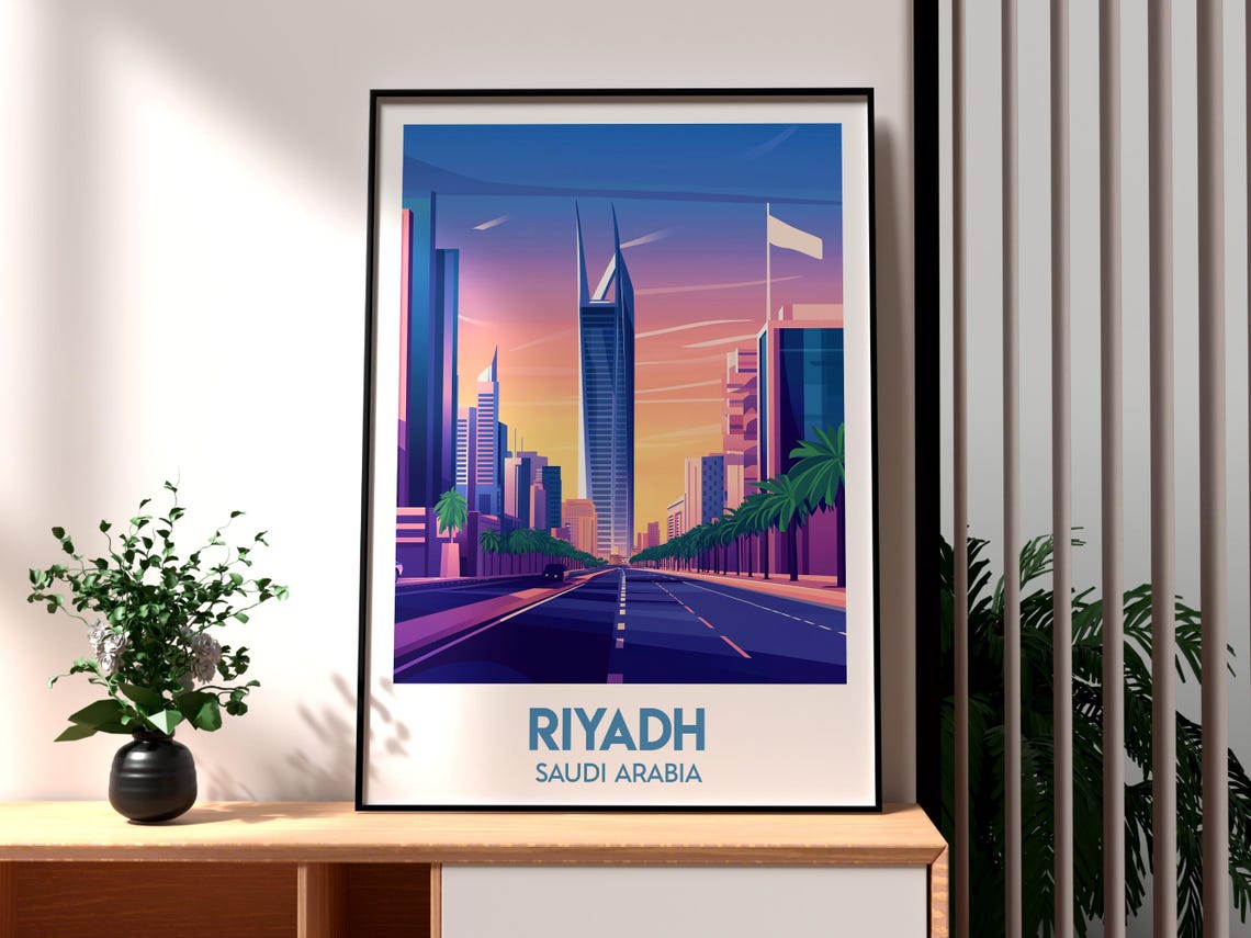 Riyadh Saudi Arabia Sunset Boulevard Skyline Palm Art Poster - Image 3