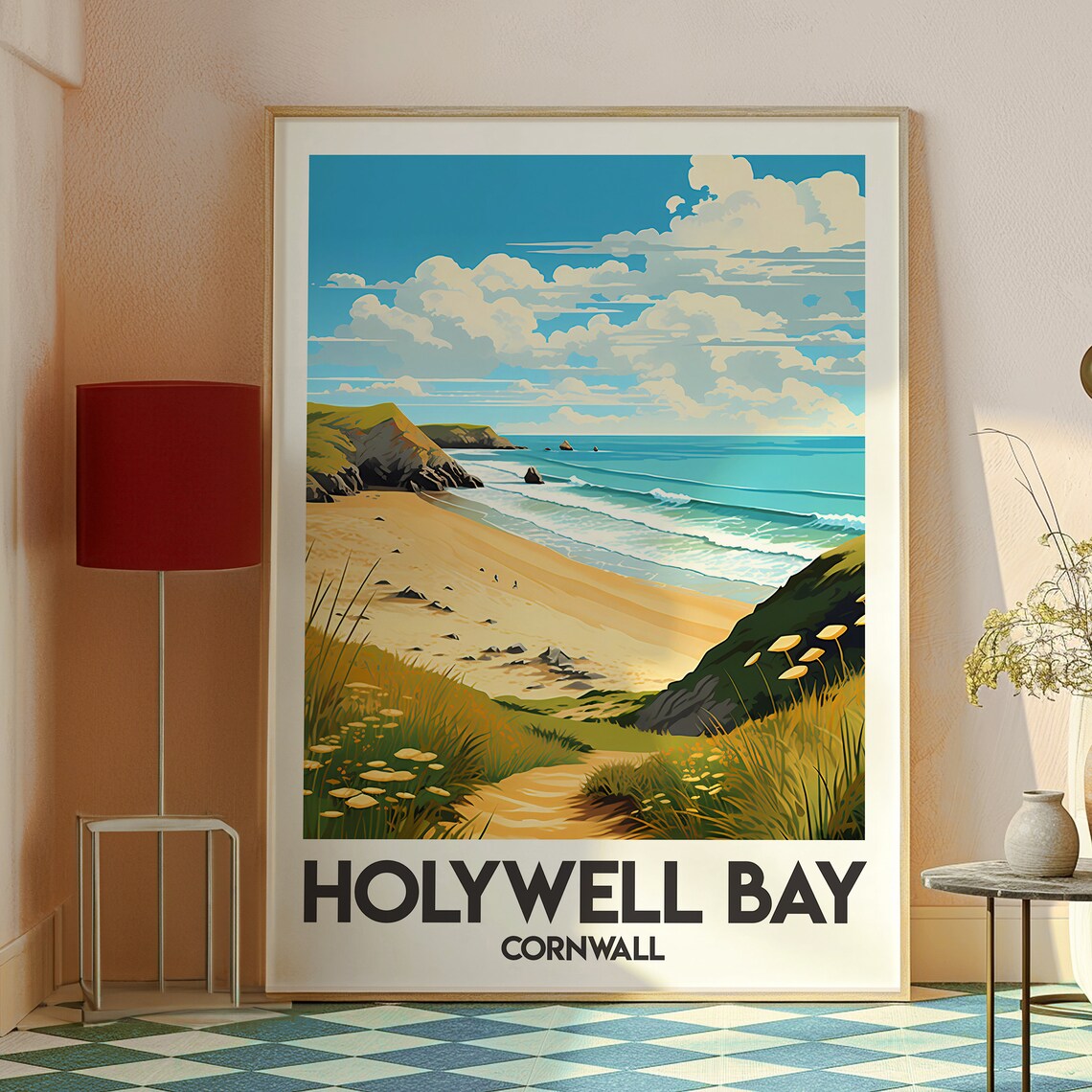 Holywell Bay Cornwall Golden Beach Headland Dunes Travel Poster - Image 2