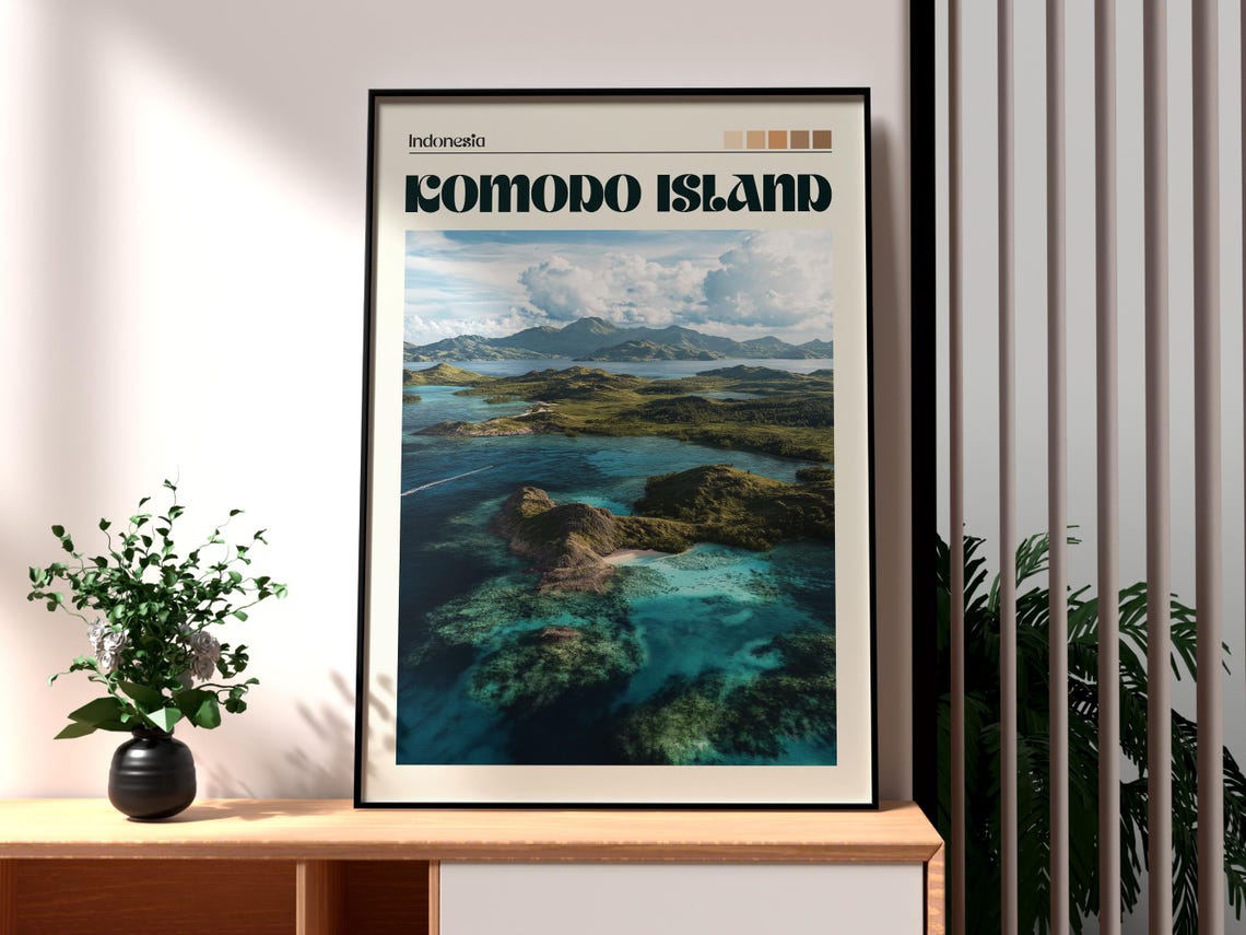Komodo Island Indonesia Aerial Archipelago Reef Photo Poster