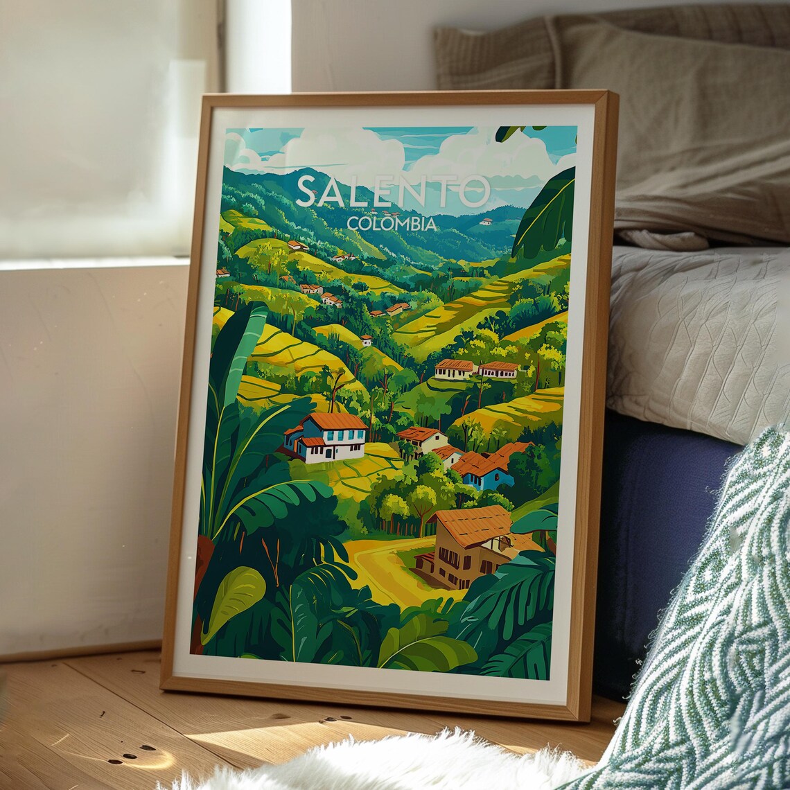 Salento Colombia Coffee Region Rolling Green Hills Vintage Travel Poster - Image 3