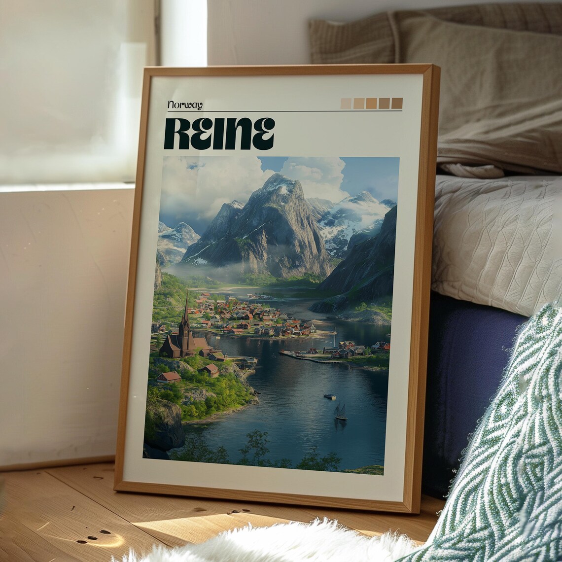 Reine Norway Lofoten Fjord Village Mountain Scenic Travel Poster - Image 3