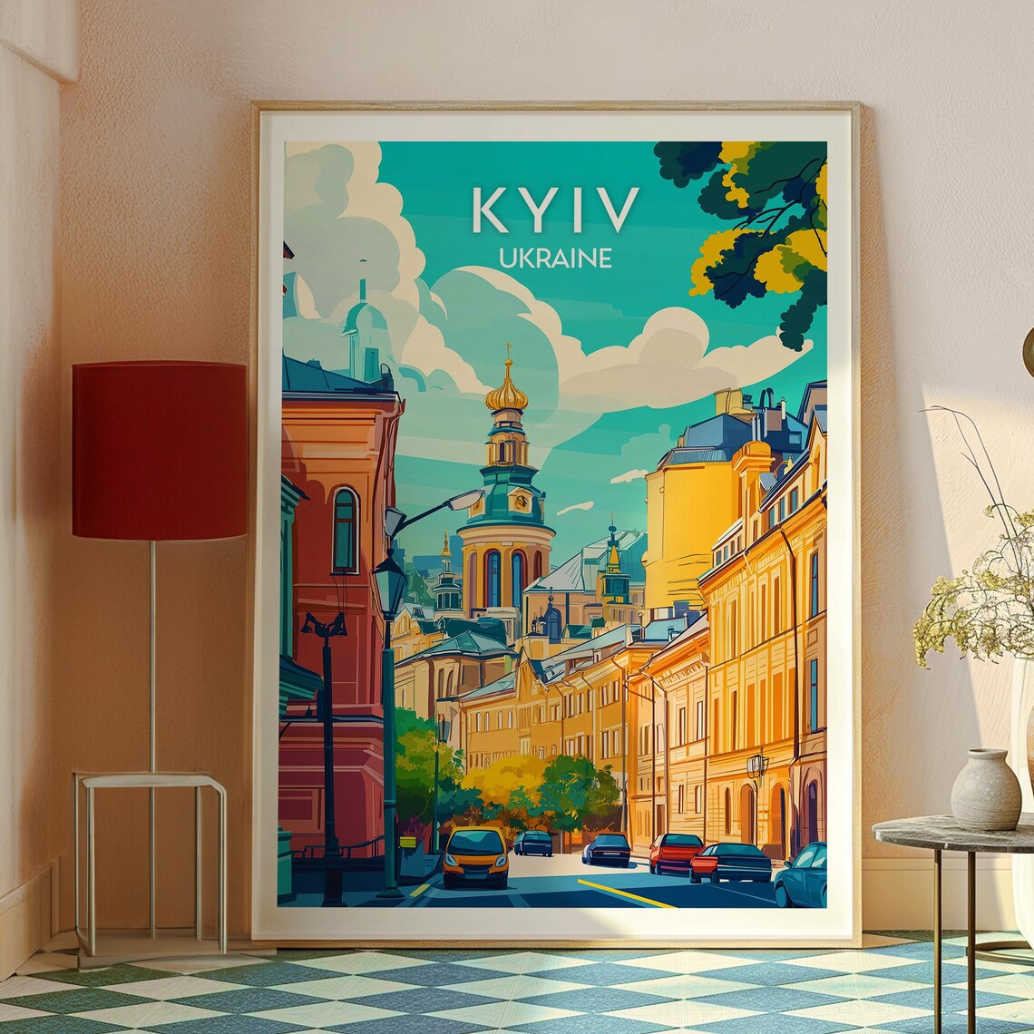 Kyiv Ukraine Golden Dome Church Historic Street City Travel Poster - Image 2