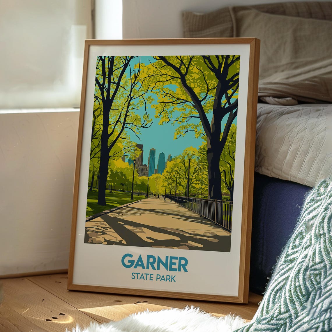 Garner State Park Tree Lined Green Avenue Skyline View Poster - Image 3