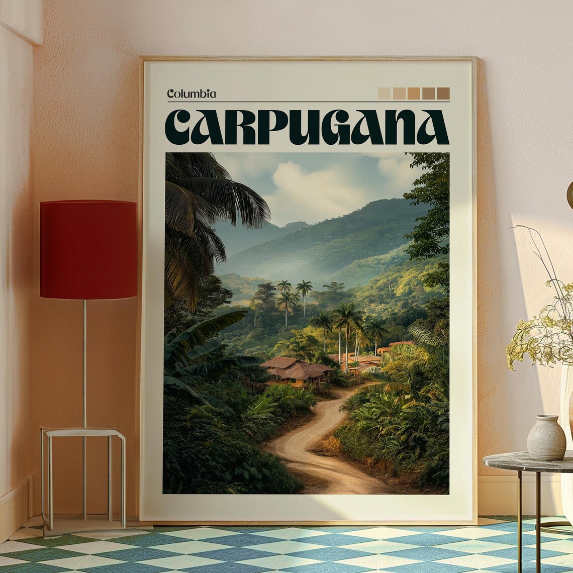 Carpugana Colombia Tropical Mountain Valley Road Travel Poster - Image 2