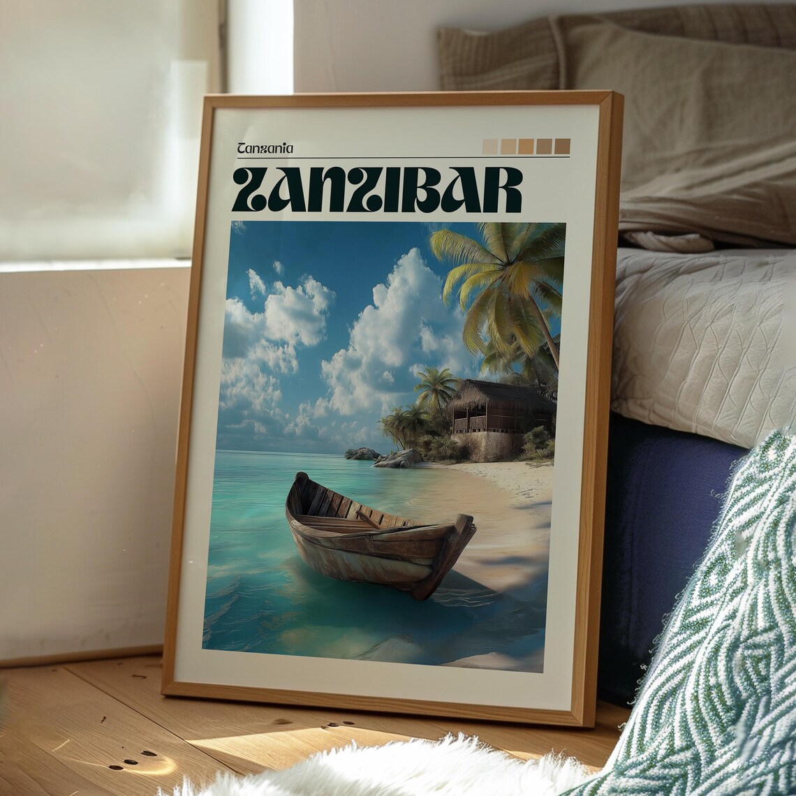 Zanzibar Tanzania Tropical Beach Wooden Boat Turquoise Sea Poster - Image 3