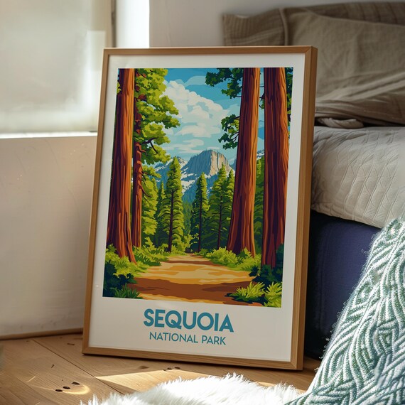 Sequoia National Park Giant Redwood Forest Scenic Travel Poster
