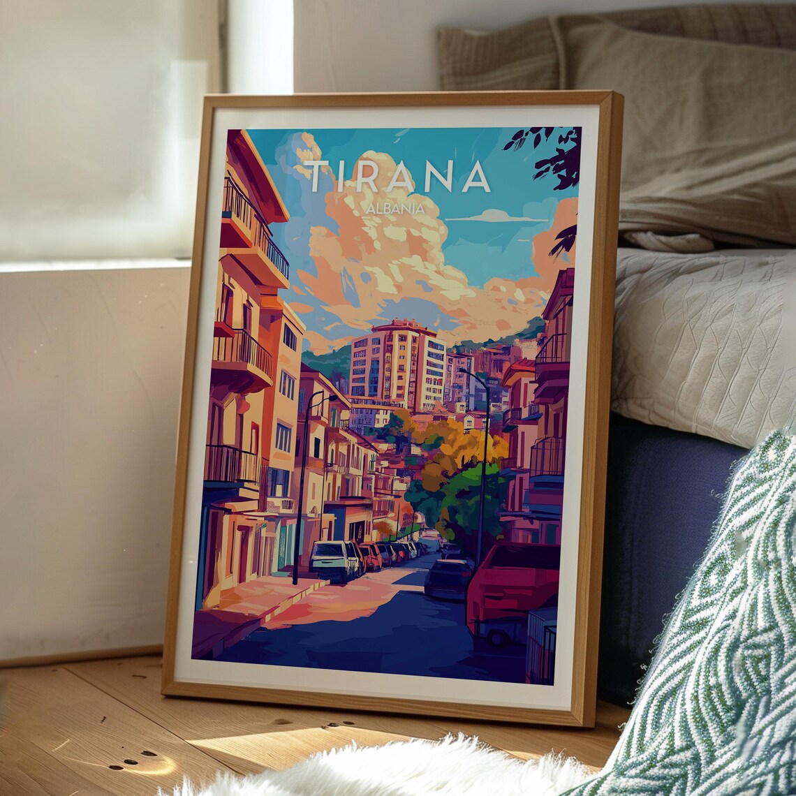 Tirana Albania Colorful City Street Sunset Balkan Travel Poster - Image 3