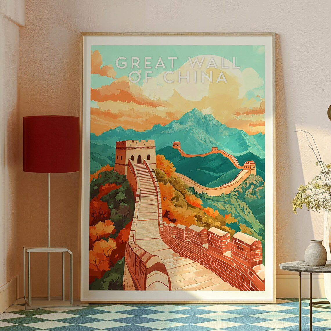 Great Wall of China Autumn Mountains Watchtower Trail Poster - Image 2