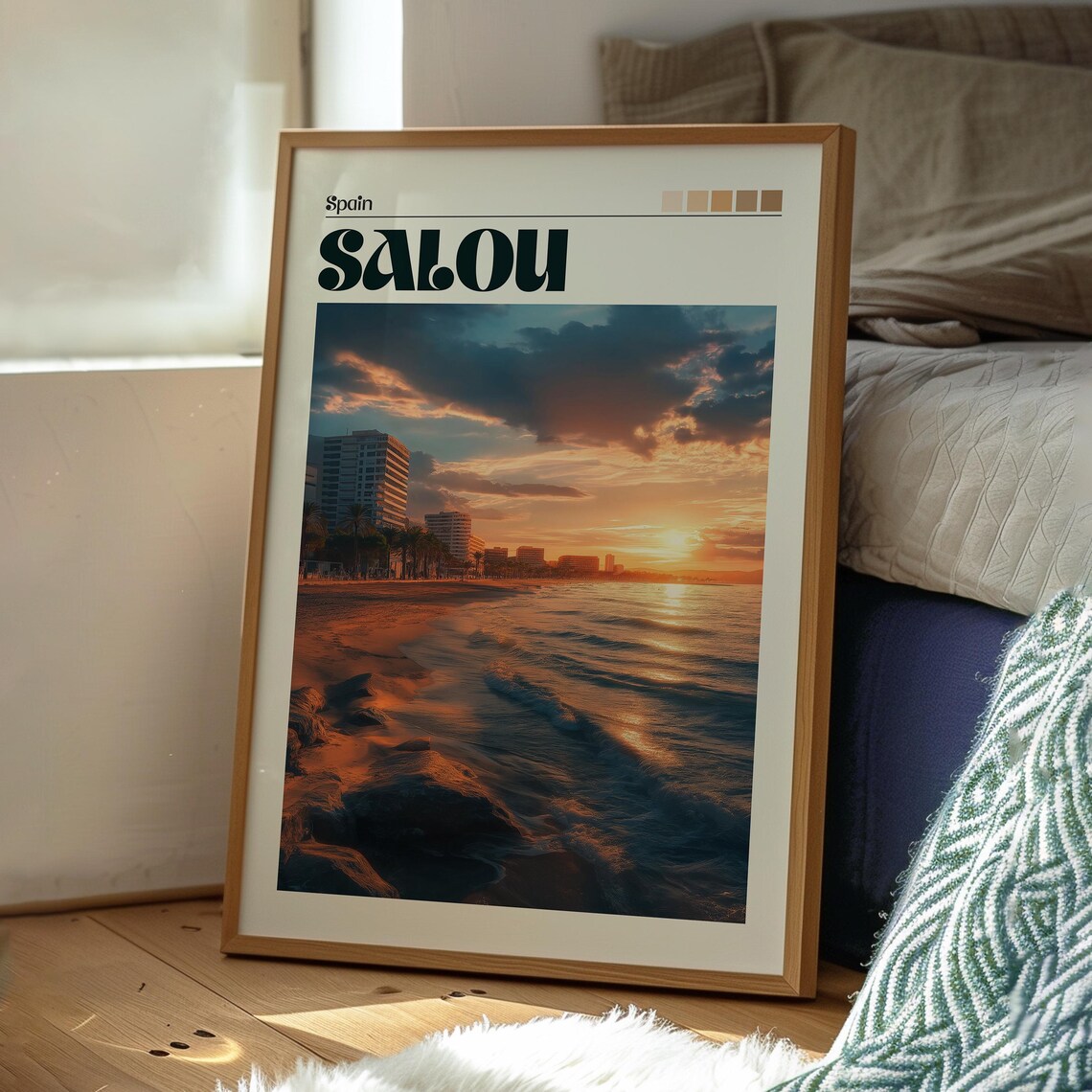Salou Spain Costa Dorada Sunset Beach Resort Vintage Travel Poster - Image 3