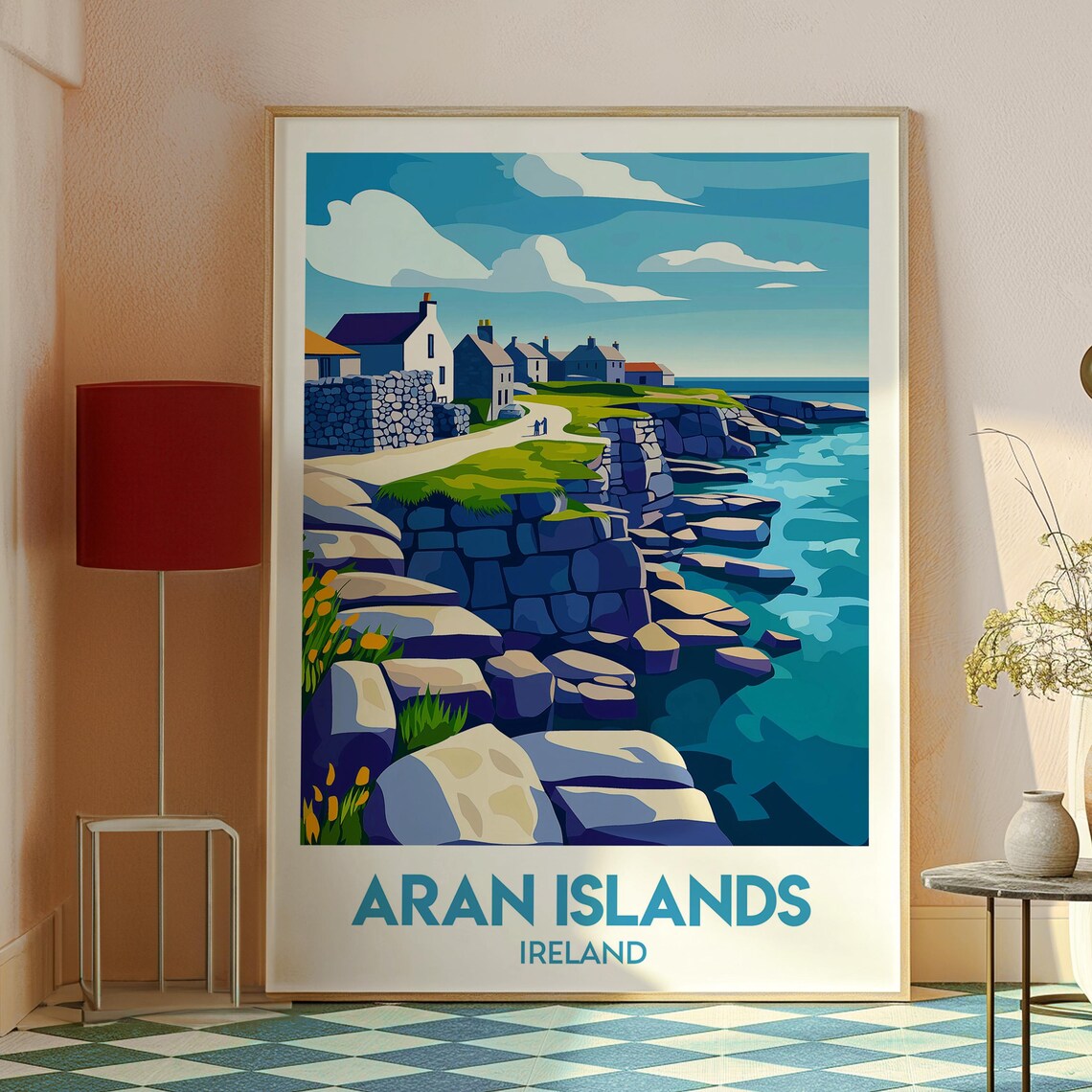 Aran Islands Ireland Rocky Coastline Fishing Village Travel Poster - Image 2