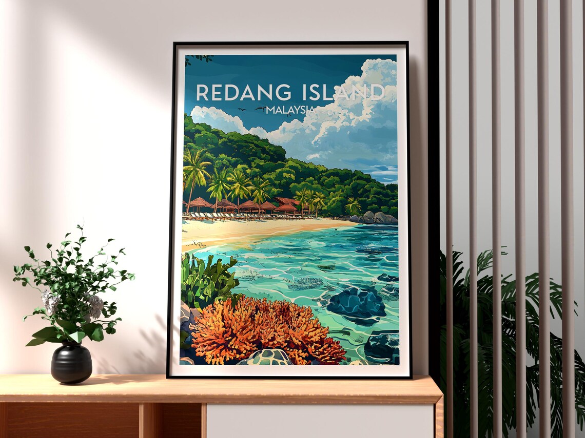 Redang Island Malaysia Coral Reef Tropical Beach Travel Poster