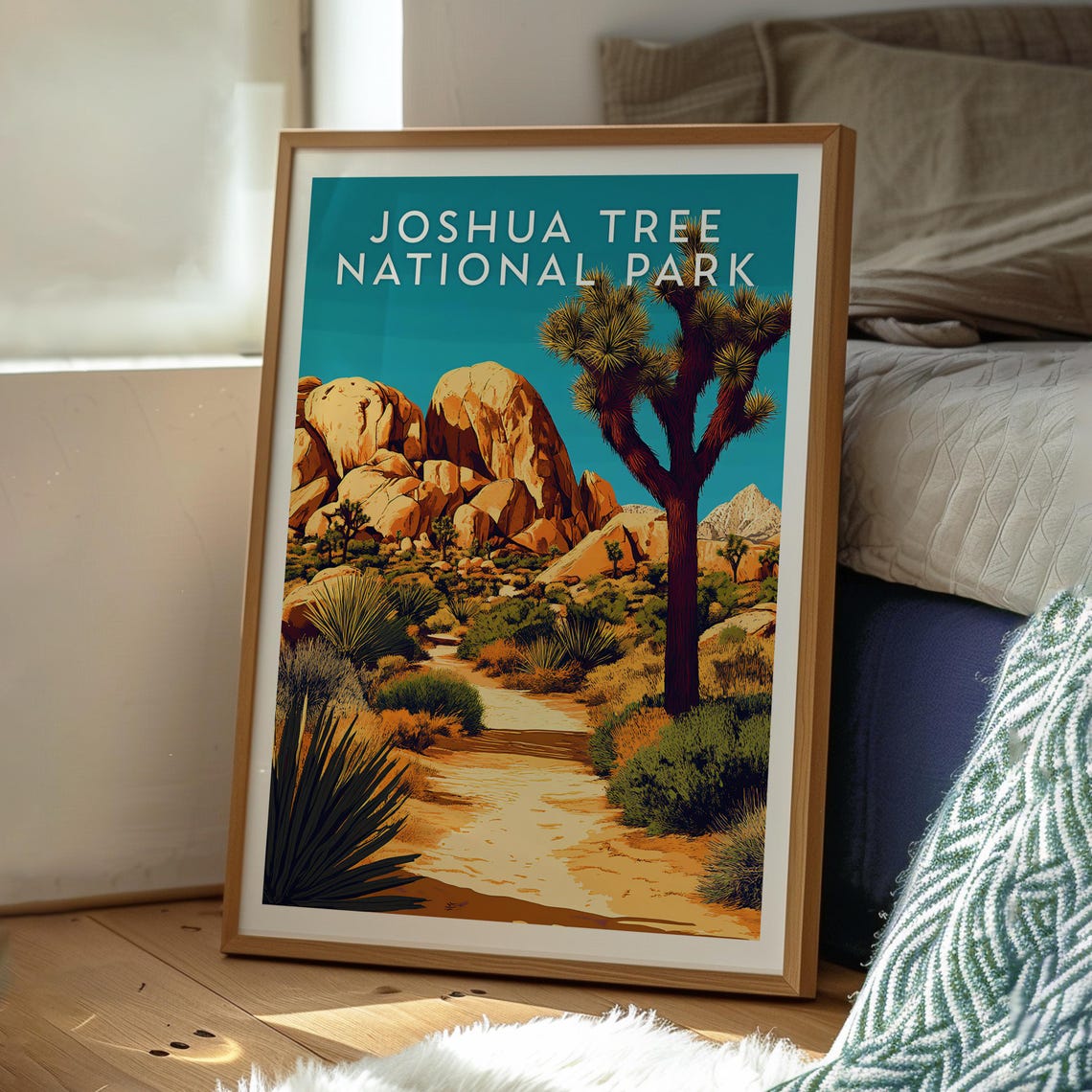 Joshua Tree National Park Desert Trail Rocks Yucca Cactus Scene Poster - Image 3