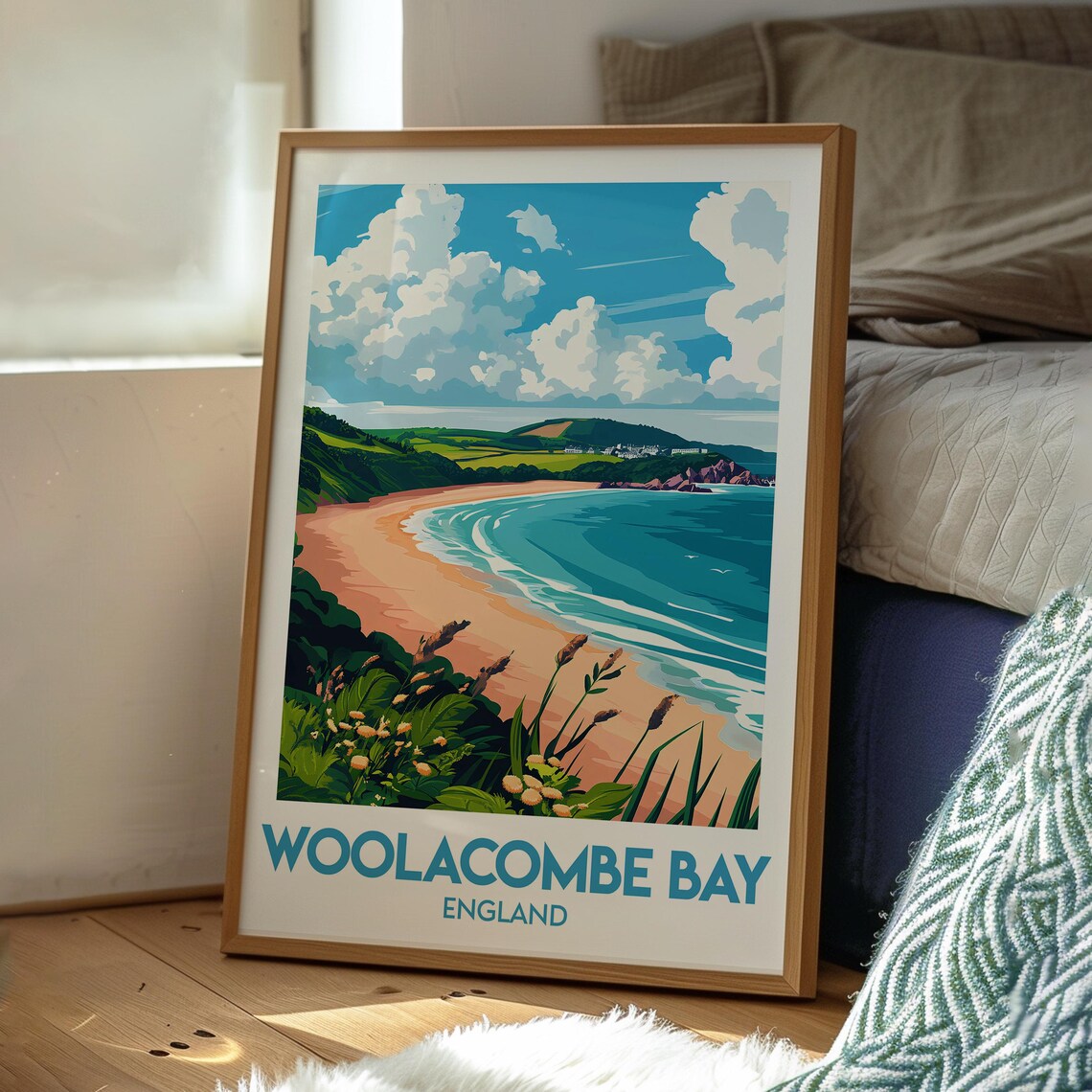 Woolacombe Bay England Sandy Beach Surf Waves Coastal Art Poster - Image 3