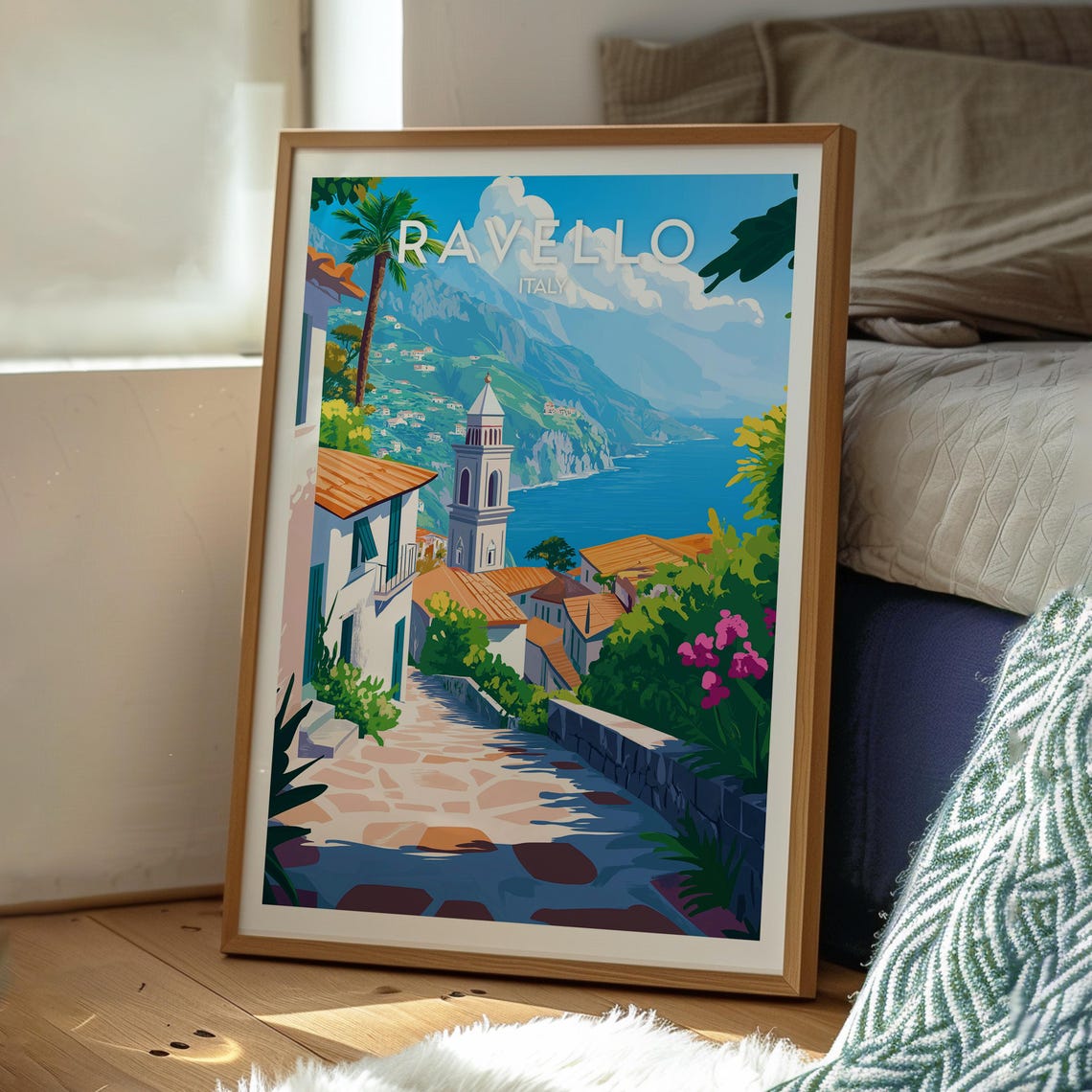 Ravello Italy Coastal Village Path Sea Cliffs Vintage Art Poster - Image 3
