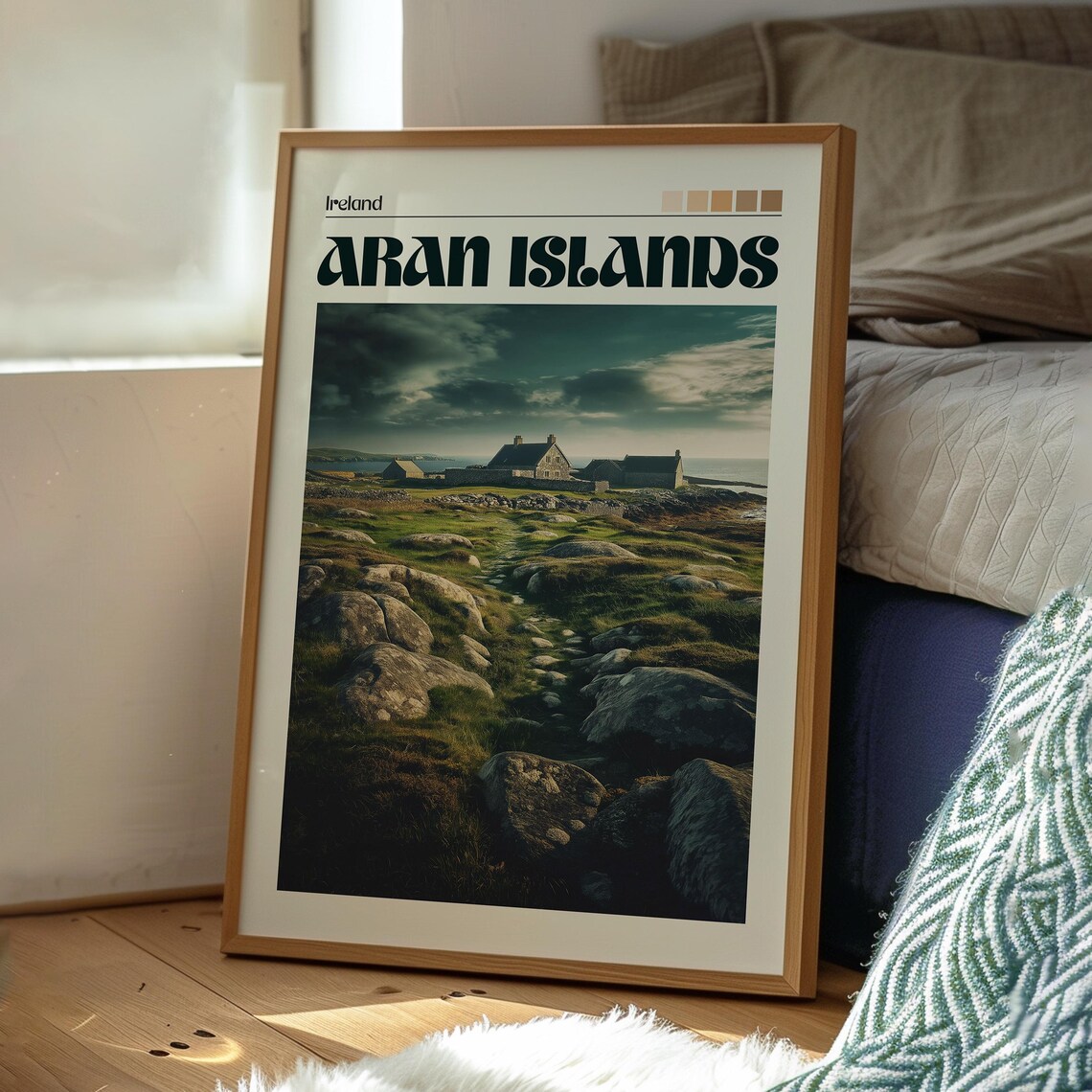 Aran Islands Ireland Stone Cottage Moor Vintage Travel Poster - Image 3