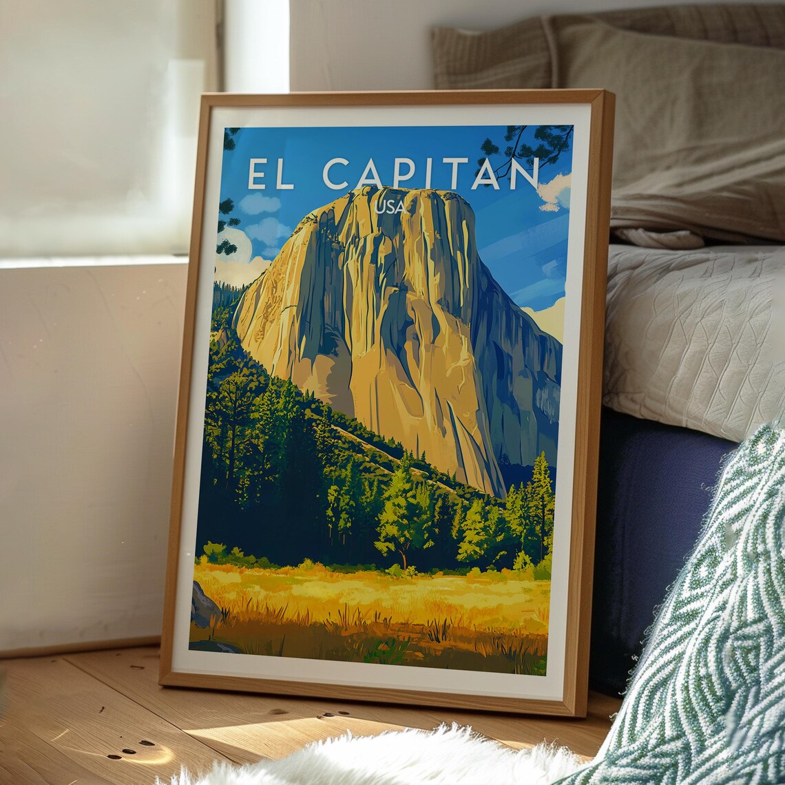 El Capitan Yosemite National Park Granite Cliff Meadow Travel Poster - Image 3