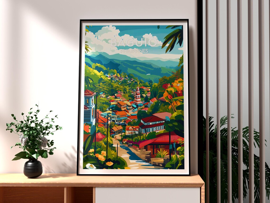 Baguio Philippines Mountain Town Red Roofs Flower Garden Poster